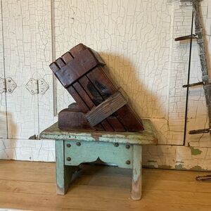 Vintage Primitive Wooden Knife Block